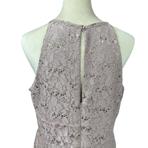 Oleg‎ Cassini Blush Sequin Lace Gown Formal Maxi Dress Evening Glam 14 Elegant - Picture 4 of 12